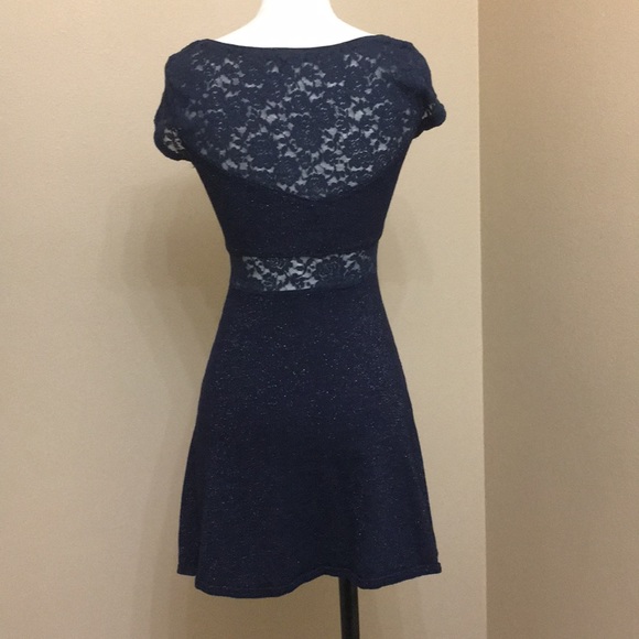 NWOT American eagle Navy blue sparkle/lace dress - Picture 3 of 9
